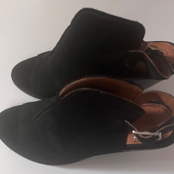 rye Courtney Black Suede Peep Toe Slingback Booties Size 9B Made in Mexico - Picture 5 of 7